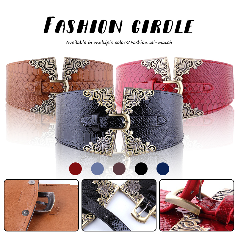 Women Elastic Buckle Wide Belt - Corset Waist Cinch ulasan dan harga