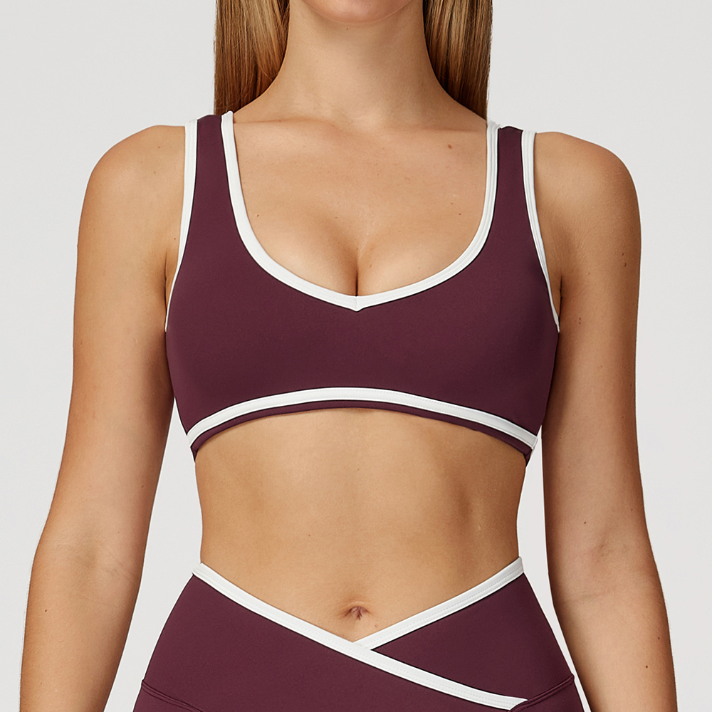 V-Neck Sports Bra Women Top Pu - Push Up Bra Padded ulasan dan harga