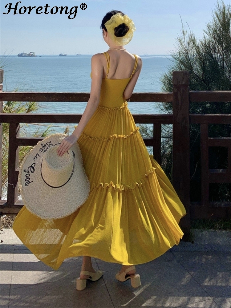 Women's Summer Solid Cami Maxi - Corset Waist Cinch ulasan dan harga