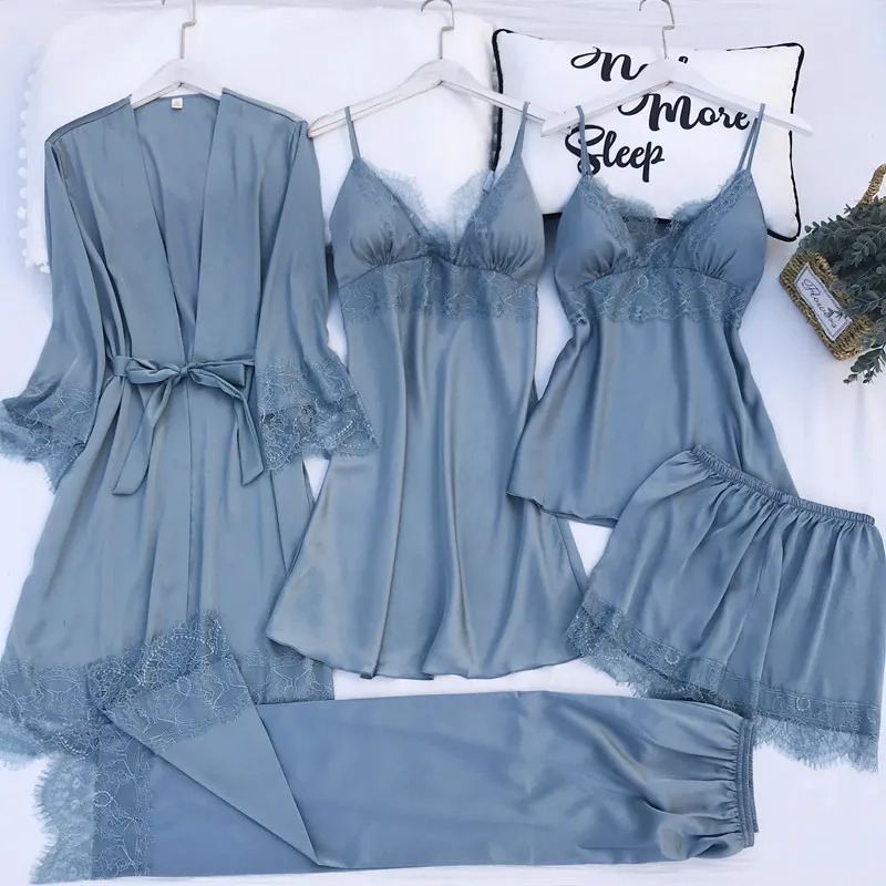 Pajamas Set Silk Satin Womens  - Robe Silk Women ulasan dan harga