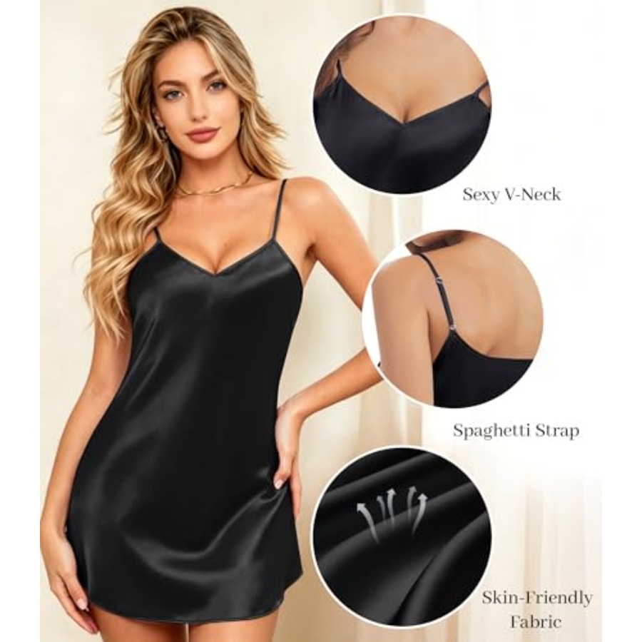 ETOSELL Womens Satin Nightgown - Babydoll Chemise Night ulasan dan harga