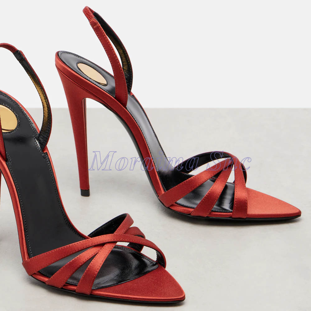 Satin Pointed Toe Cross Strap  - Slip Dress Satin ulasan dan harga